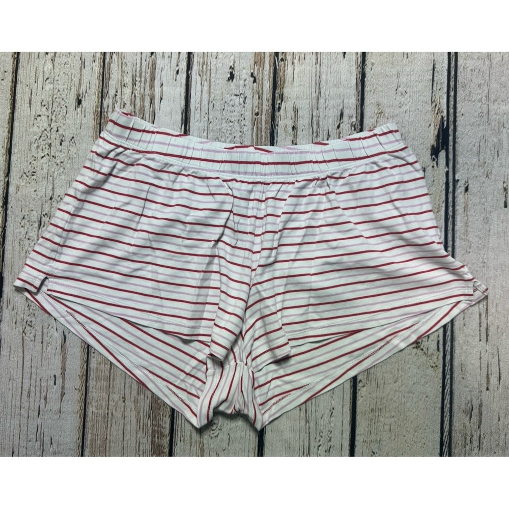 Lake Pajama Shorts Women's Red White Pink Stripe Sleep Lounge‎ Size Large